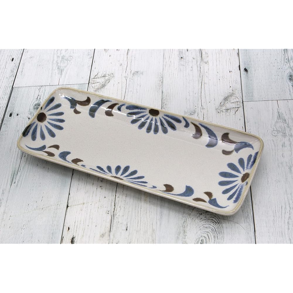 Castle Enterprise New [Commercial use set] Yachimun pattern tropical tableware chosen by an Okinawan grandmother. Set of 10 long square plates that can be used for anything.