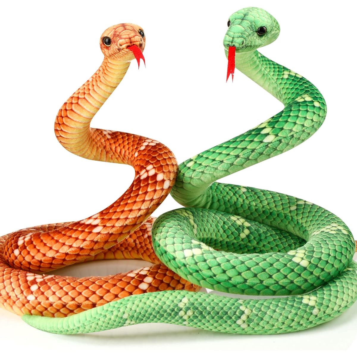 HyDren Giant 80" Plush Snake Realistic Boa Constrictor for Kids Birthday Gift Prank Prop Jungle Party Favors Green & Yellow