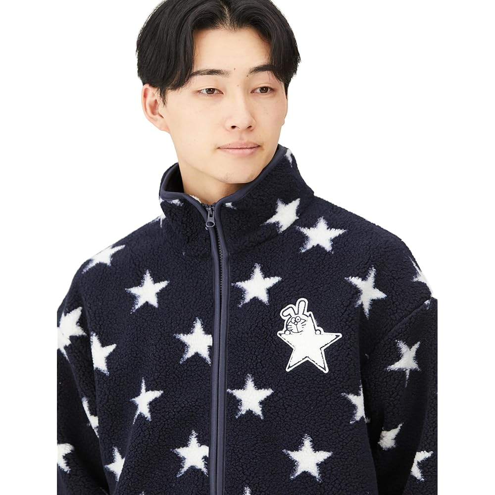 [Jack Bunny] Men's Fleece Full Zip Blouson [Doraemon Series] (Star Pattern Boa) / Golf Outerwear / 262-3242051