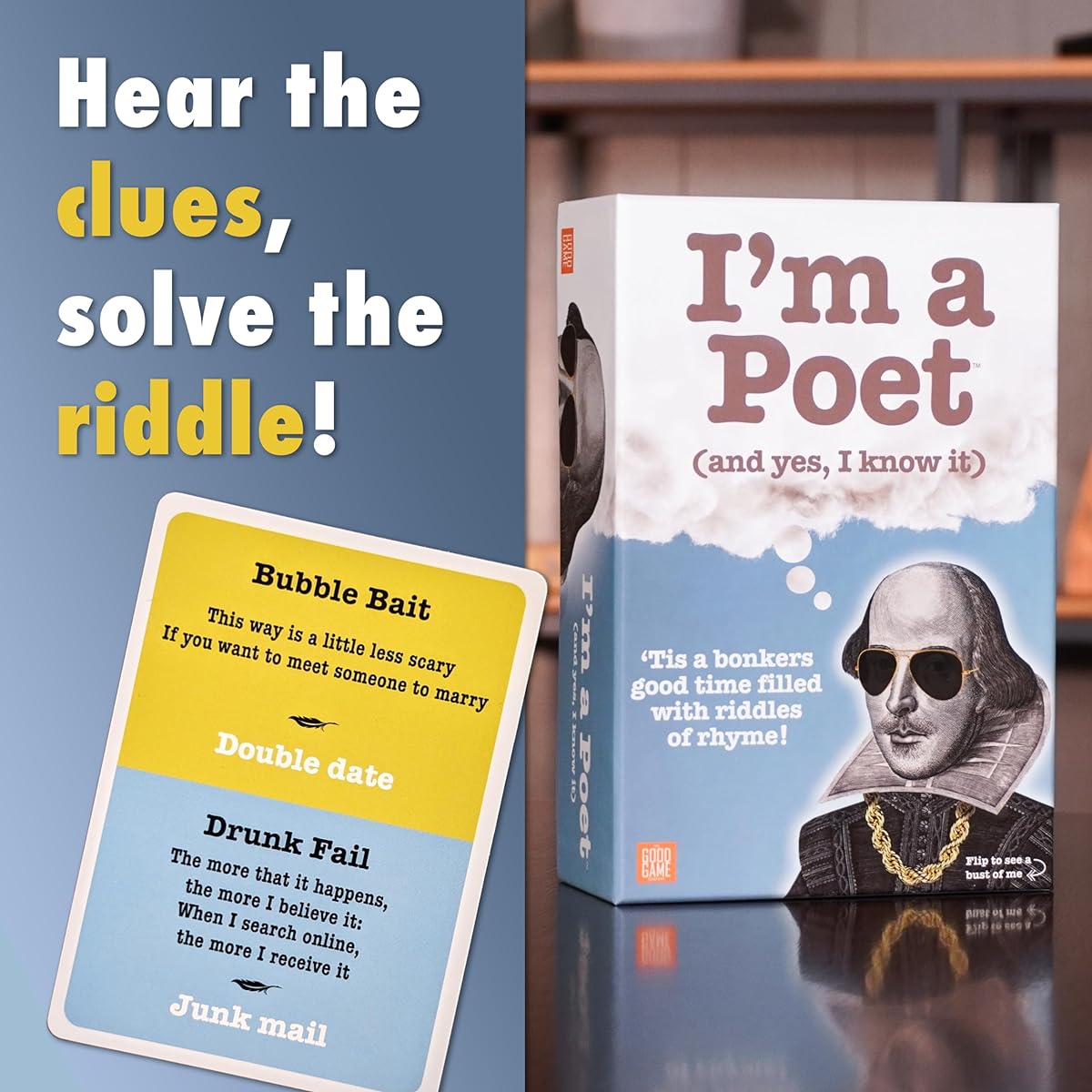 The Good Game Company I'm A Poet: Endless Fun for All Above 12: Unleash your creative genius! You'll need to solve riddles to collect Willy Shake's chest. Family games are the ideal gift for any occasion!