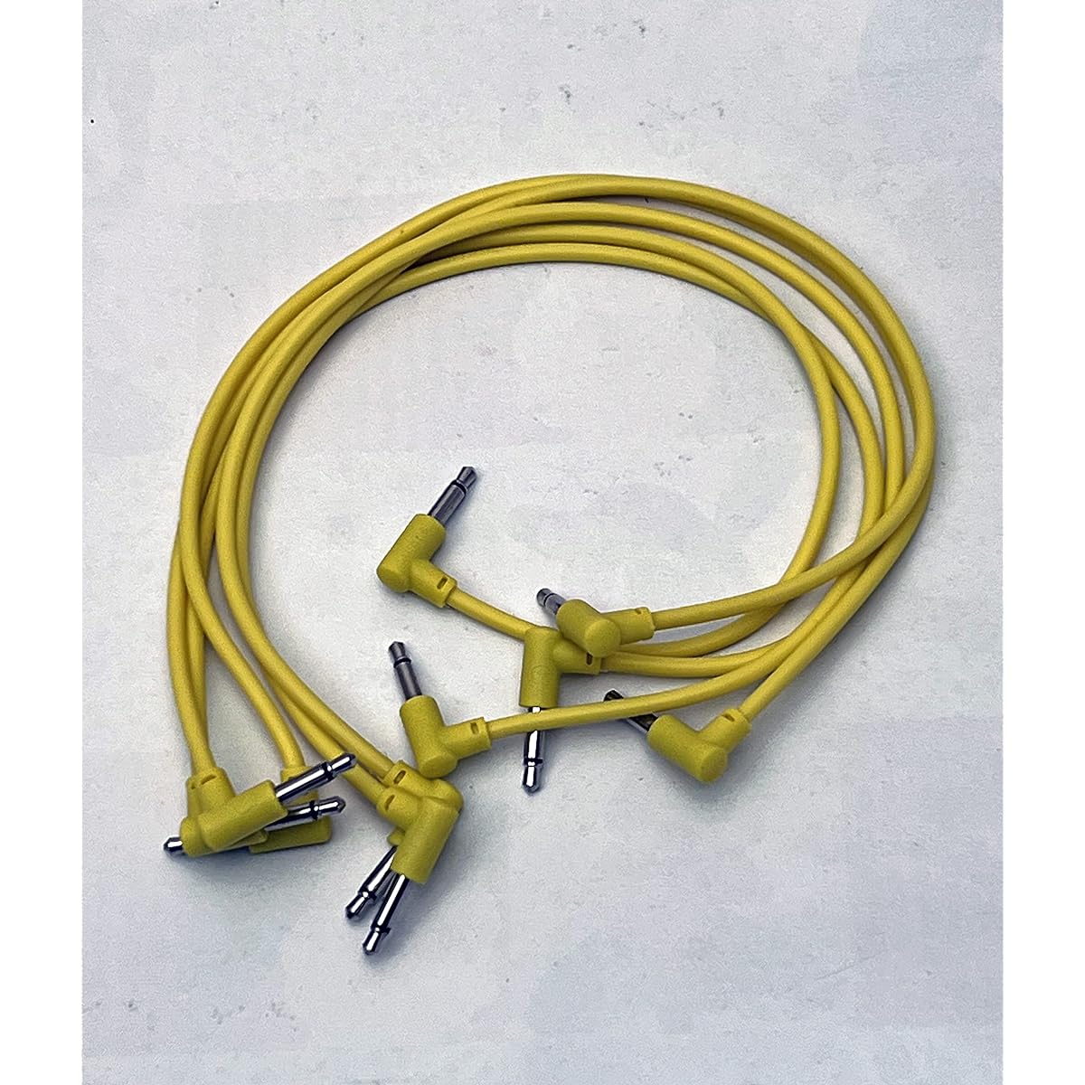 Luigis Modular M-PAR Right Angle Eurorack Patch Cables - 5-Pack of 12 Yellow Cables (30cm)