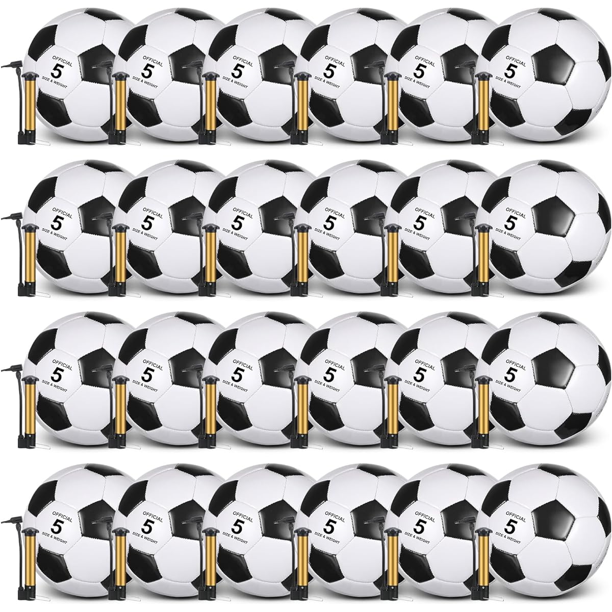 Sotiff 24pcs Size 5 Soccer Balls with 24 Pumps, Christian Charity Donation Supplies, Deflated Soccer Balls Bulk for Kids, Youth, Children, Adults, Charity Training, Practice Gifts