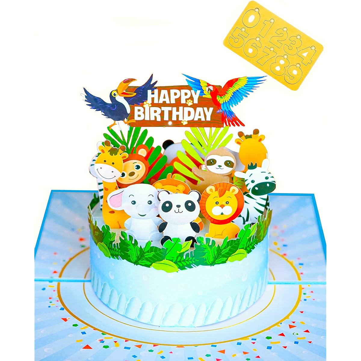 PQ Bees Birthday Pop Up Card (Cute Cake Animals for Kids)