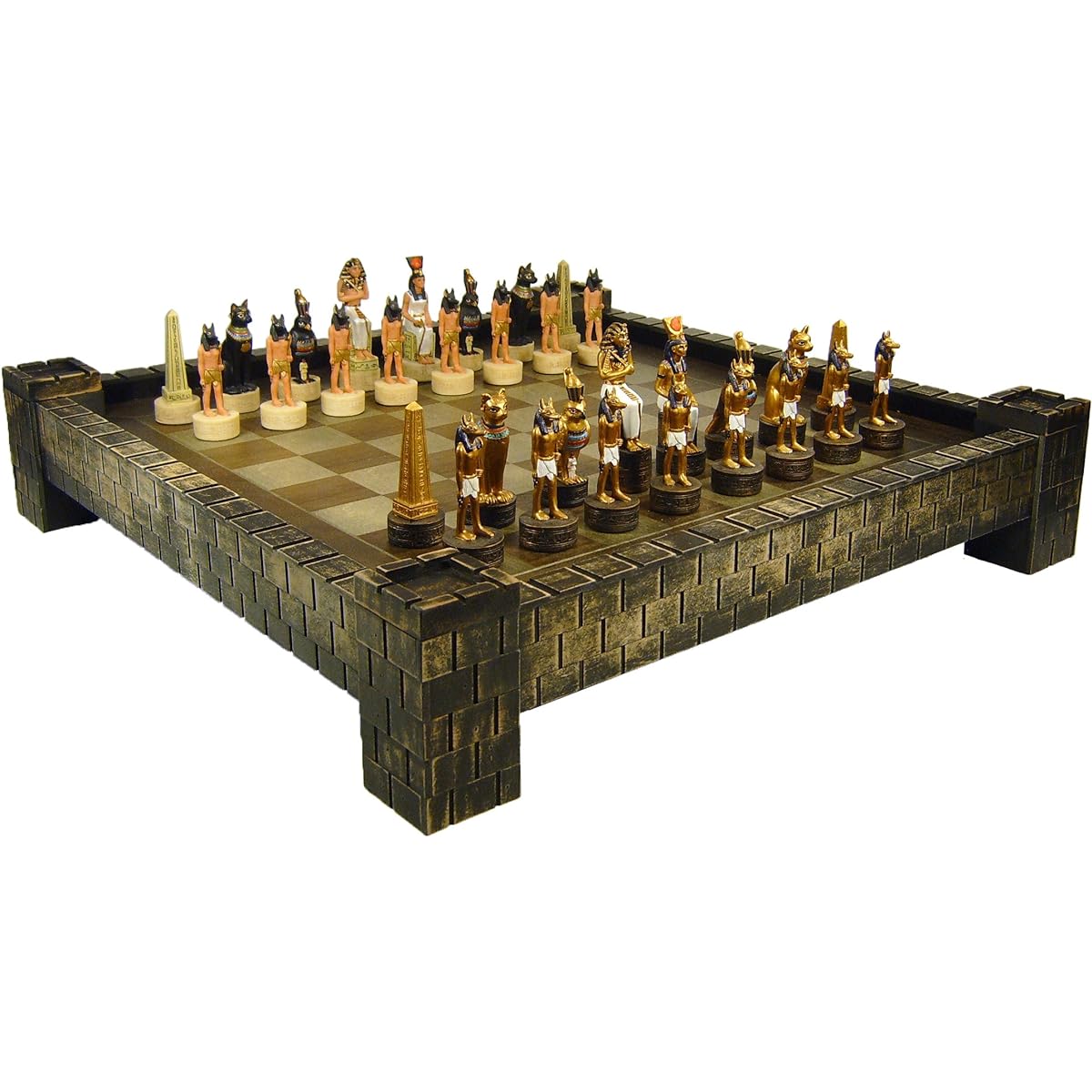 Egyptian Anubis Chess Set W/ 17" Castle Fortress Board Egypt
