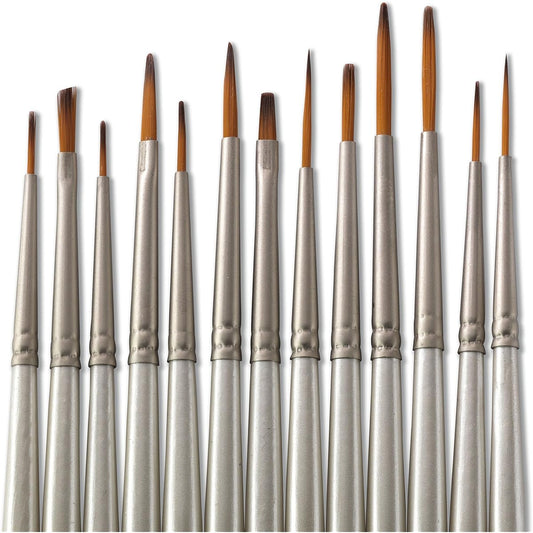 Jerry Q Art 13 Piece Detail Paint Brushes, Double Color Synthetic Bristles, High Performance for Oil, Acrylic, Watercolor, JQ-501