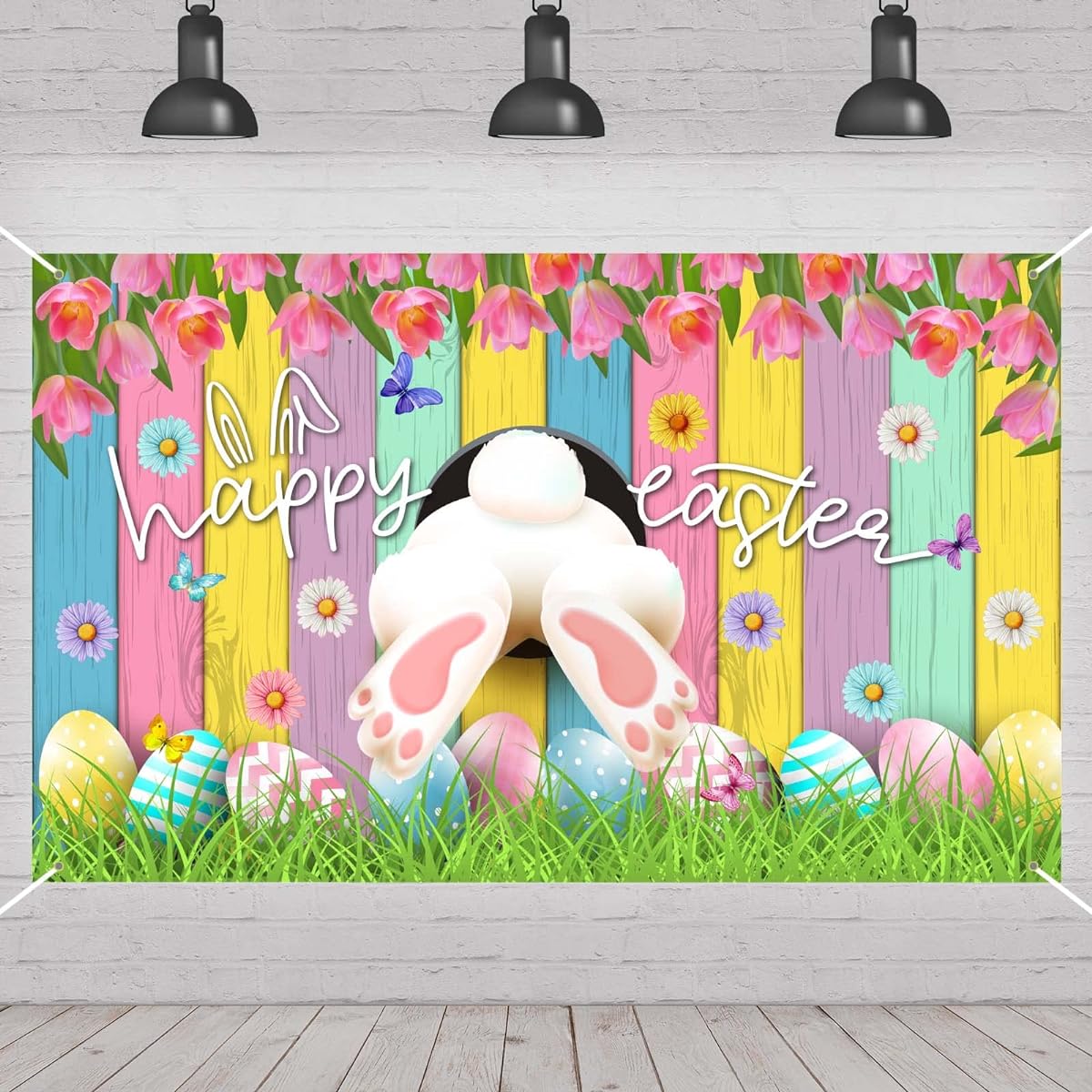 FARMNALL Easter Backdrop Rabbit Egg Bunny Photography Backdrop Easter Photo Decoration Photo Background Easter Grass Wall Decoration