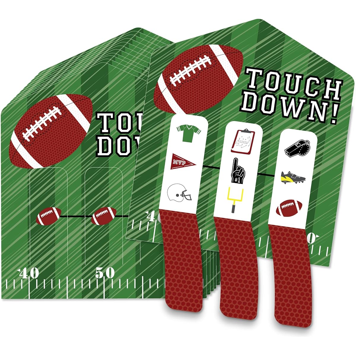 Big Dot of Happiness End Zone - Football - Baby Shower or Birthday Party Game Pickle Cards - Pull Tab 3" - Set of 12