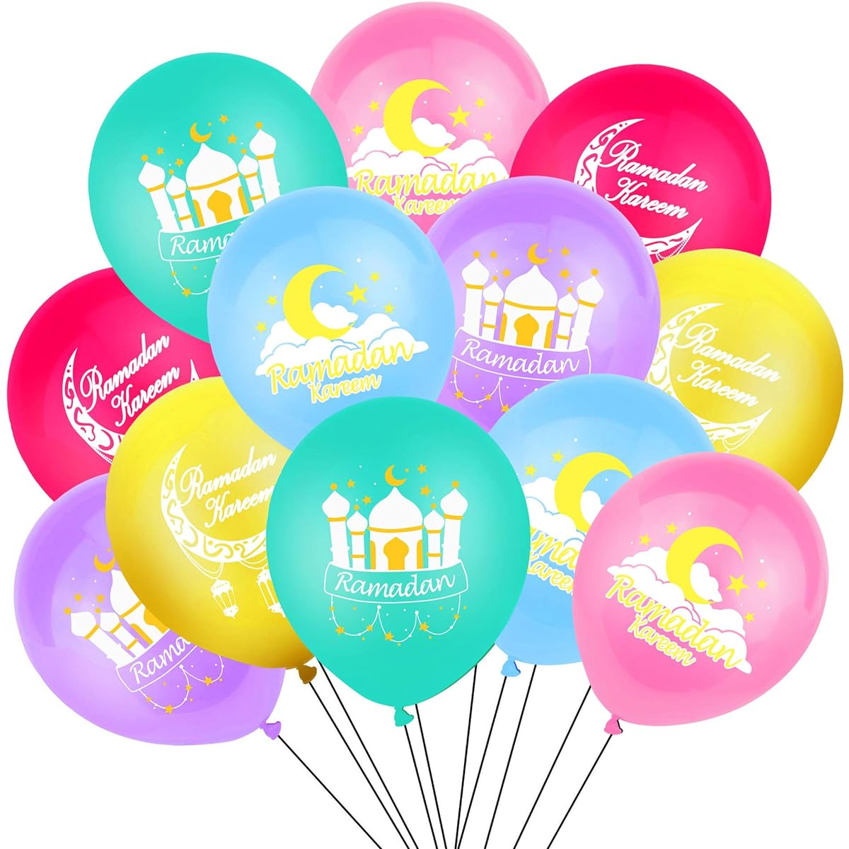 BinaryABC Eid Ramadan Kareem Latex Balloons Eid Decorations Muslim Party Decor 12inch 12pcs