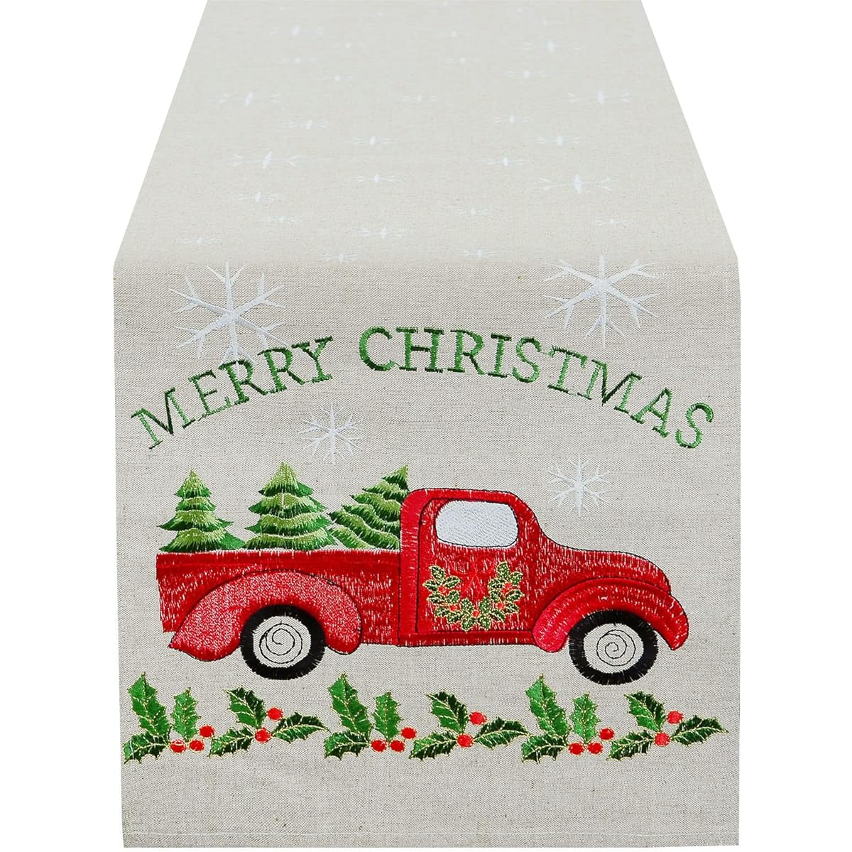 Simhomsen Embroidered Snowflake Table Runner for Christmas Holidays, 13 x 70 Inches
