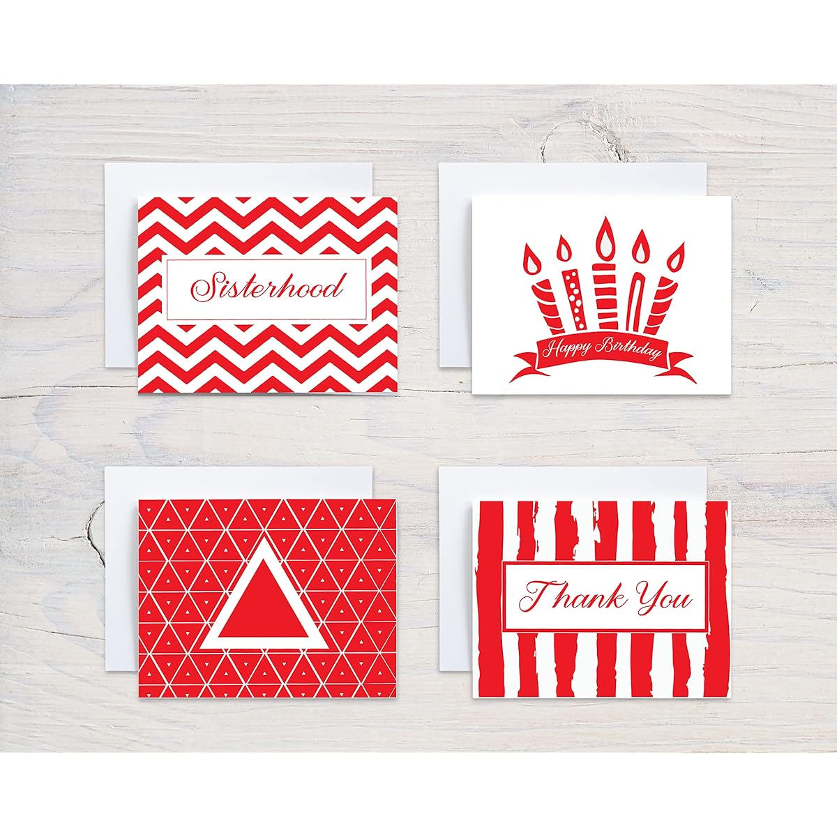 Red and White Notecards | Sorority Inspired | Thank you, Birthday and Sisterhood Greeting Cards