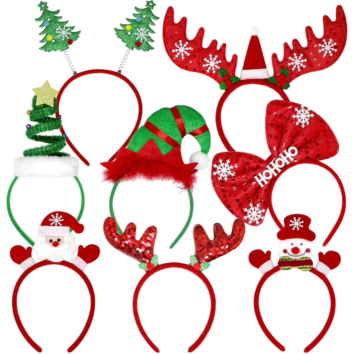 Tuzuaol Christmas Headbands 8 Pack Bulk Christmas Headbands Christmas Costume Accessories Holiday Party Decorations