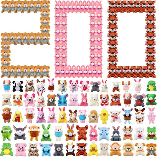 200 Mini Plush Toys Bulk Valentine Jungle Animal Stuffed Animals Keychain Safari Animals Toys Tiny Toys for Boys Girls Theme Party Birthday Gifts Goodie Bag Fillers Class Prizes