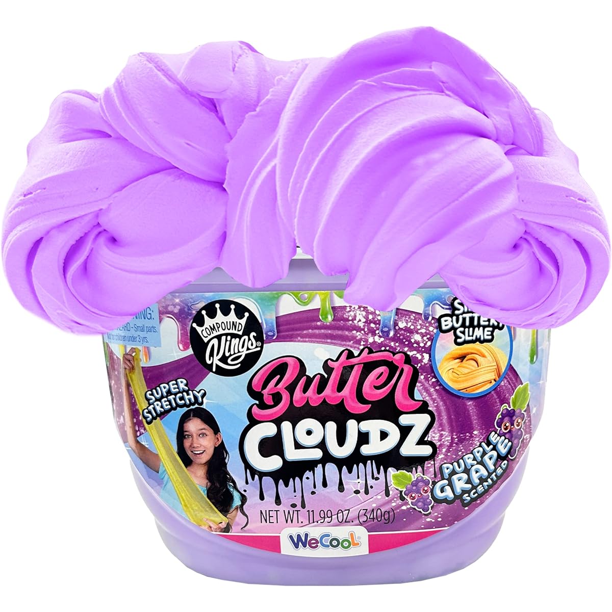 COMPOUND KINGS Fluffy Butter Cloudz Compound Bucket for Girls & Boys | Sensory Toy | Non-Toxic & Non-Stick | Stress Relief Tactile | (Grape Popsicle)