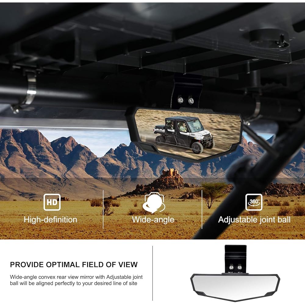 KIWI MASTER Rear View Center Mirror 2015-2022 Polaris Ranger 570 900 1000 Crew Can Am Defender Accessories Back Racing Convex Mirror