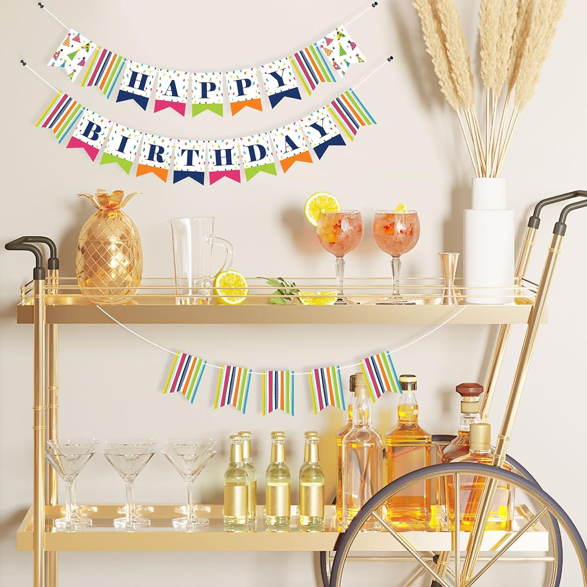 Big Dot of Happiness Cheerful Happy Birthday - Colorful Birthday Party Mini Pennant Banner - Happy Birthday