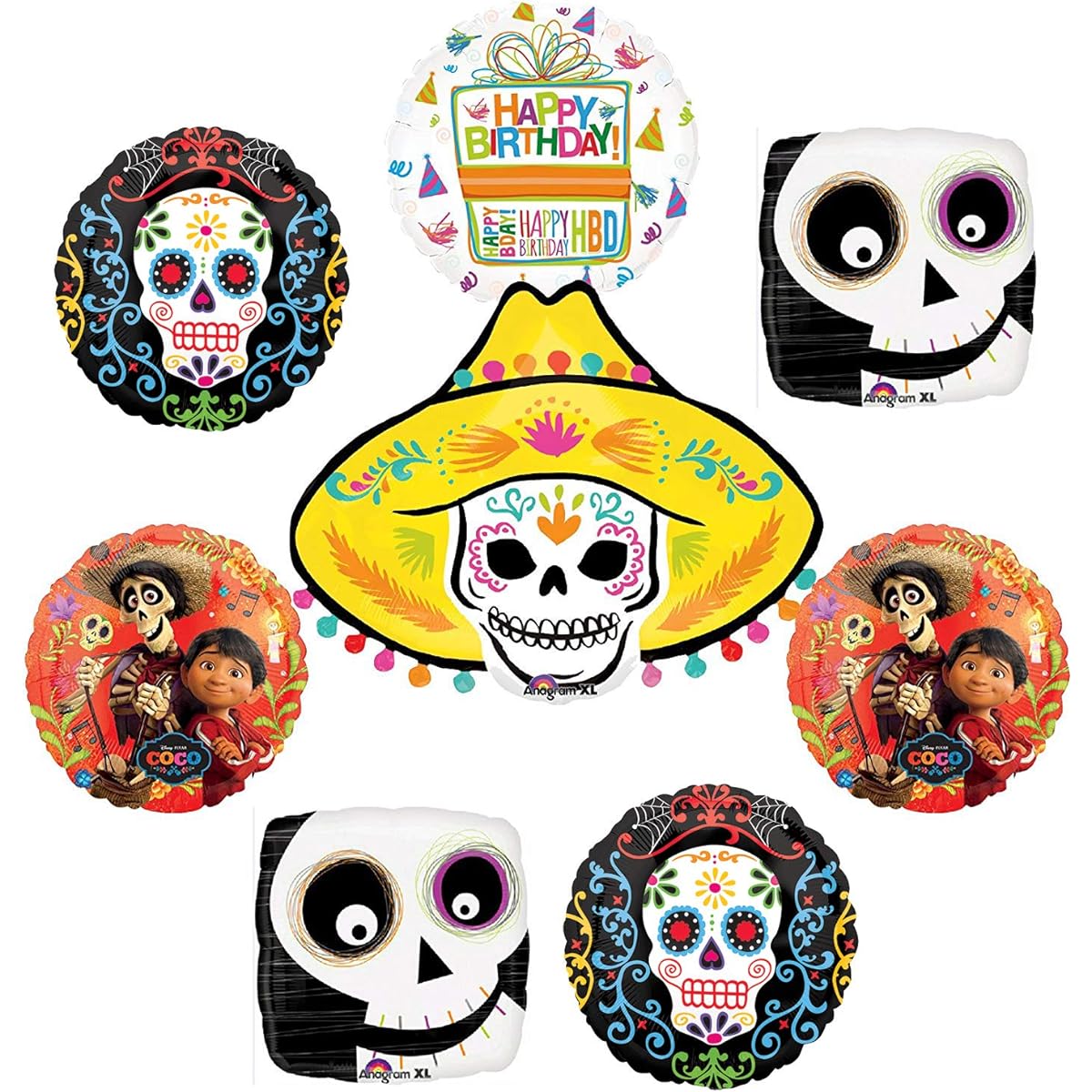 Coco Party Supplies Birthday Balloon Bouquet Decorations 8 pc