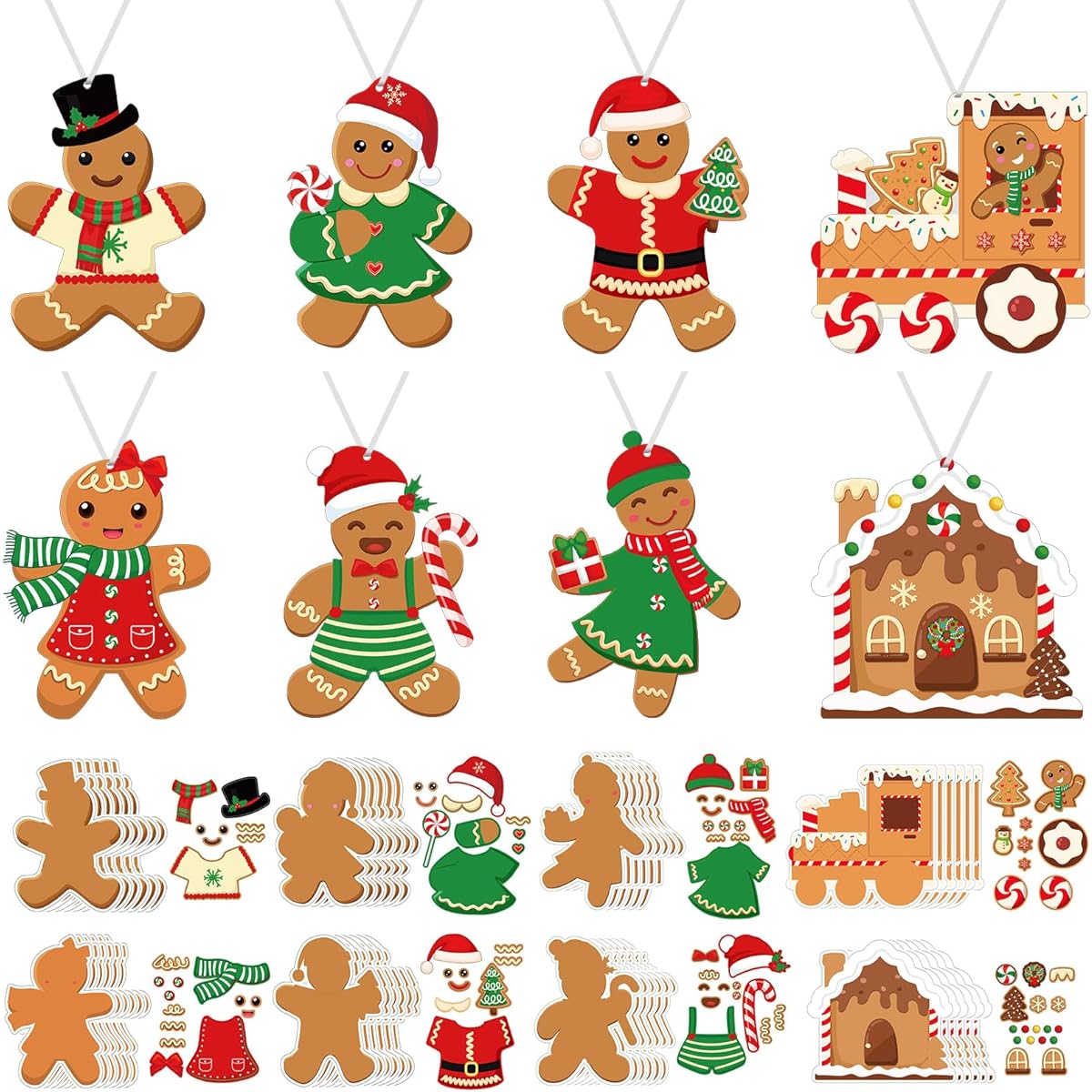 Funrous 48 Piece Christmas Craft Kit for Kids Christmas Arts & Crafts DIY Christmas Ornament Kit Make Your Own Christmas Craft Projects Ages 3 4 5 6 8 12 Years Old