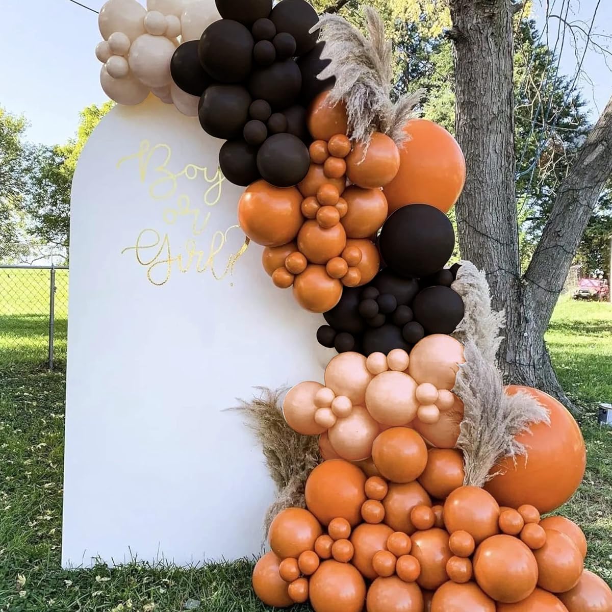 Terracotta Balloon Garland Kit, 145pcs Burnt Orange Balloons, Double Rust Balloons, Black Balloons and Pastel Peach Balloons for Baby Shower, Bridal Wedding Party, Birthday Decorations