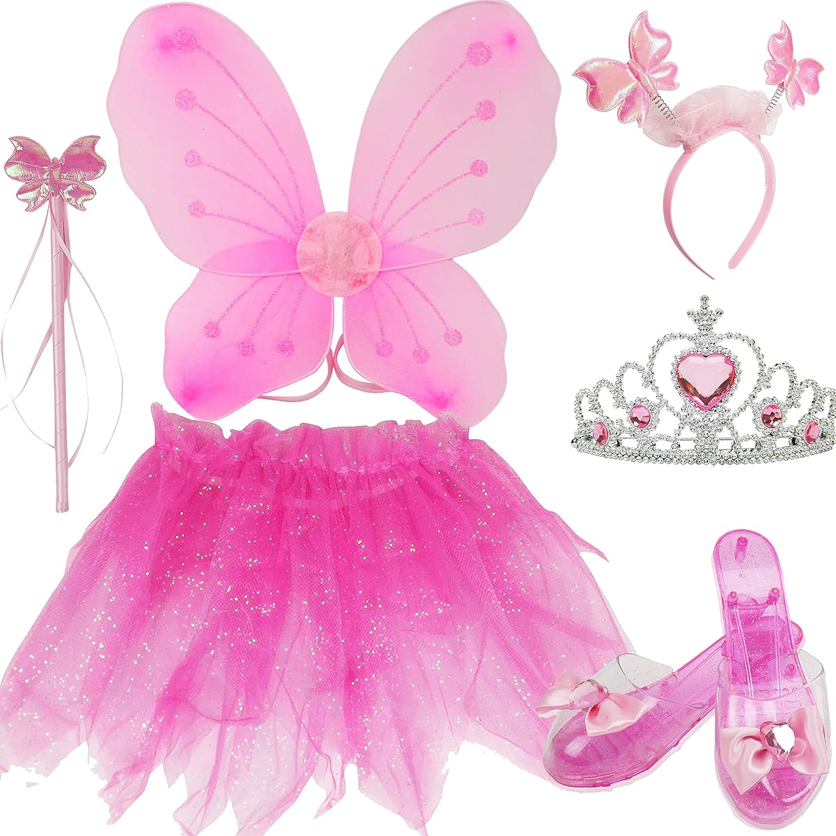 Liberty Imports Little Fairy Princess Dress Up Role Play Costume Set for Girls (6pcs) (Pink)