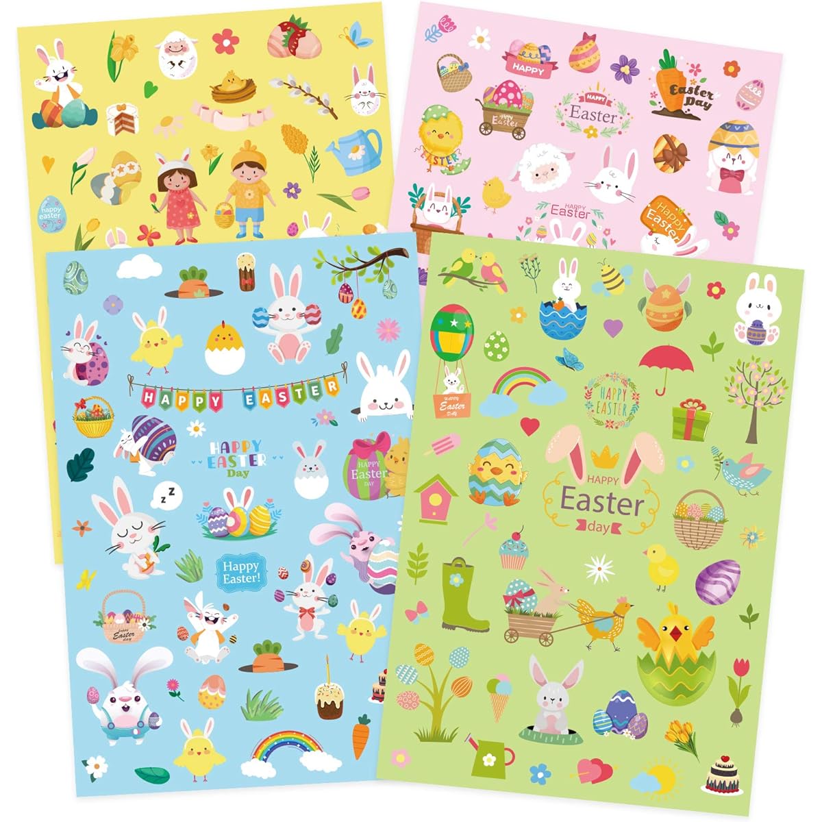Easter Stickers for Kids - Bunny Egg Hunt Day Basket Stuffers Spring Party Favors 16 Sheets