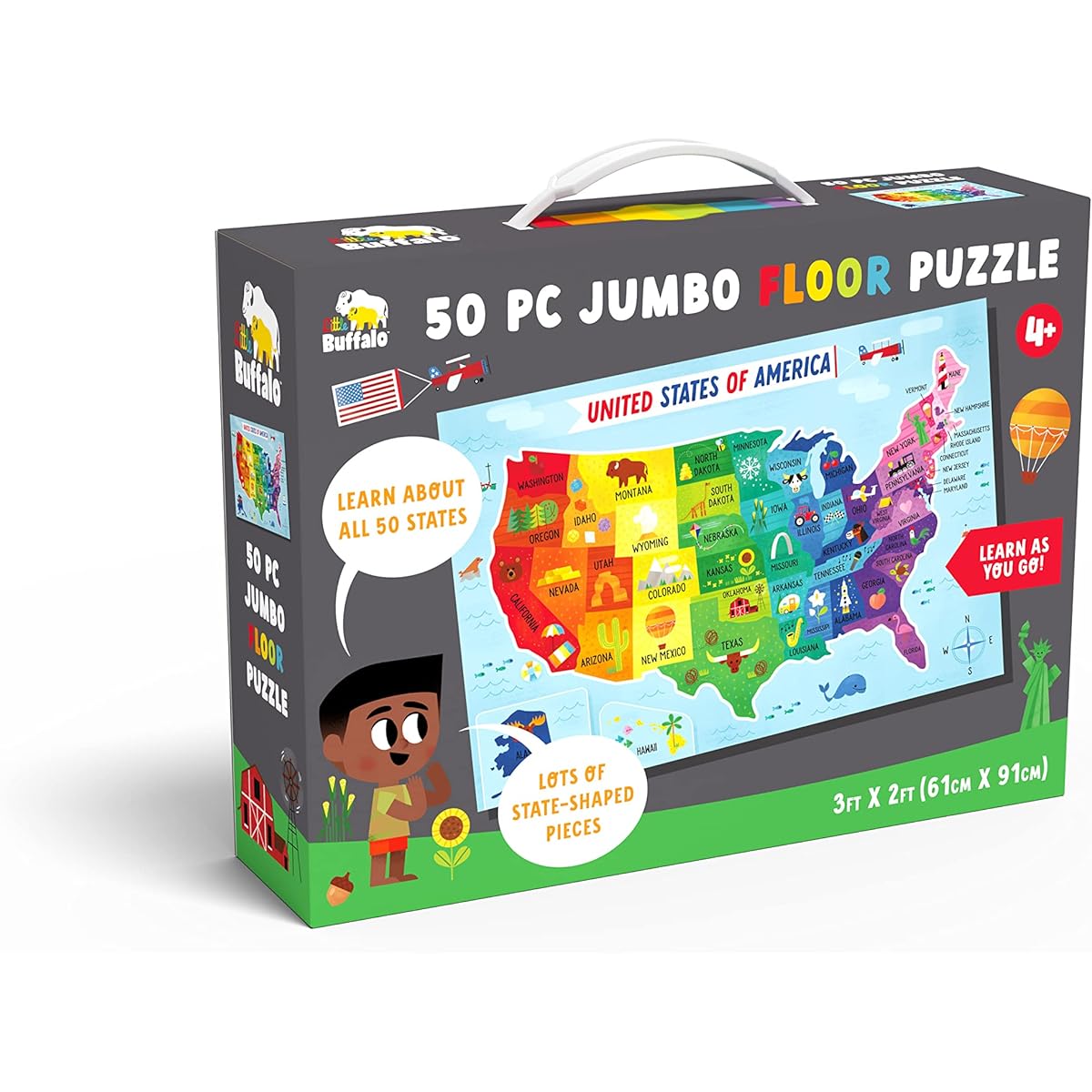 Buffalo Games - Little Buffalo - Learning & Education - Floor Puzzle USA Ages 4+