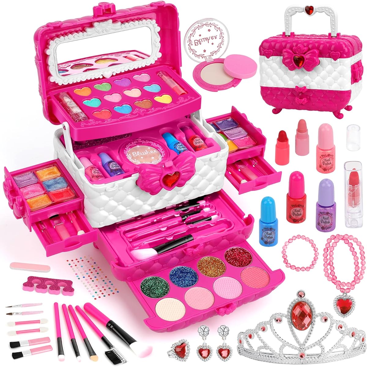 Teensymic Makeup Toy Set for Little Girls with Makeup Bag