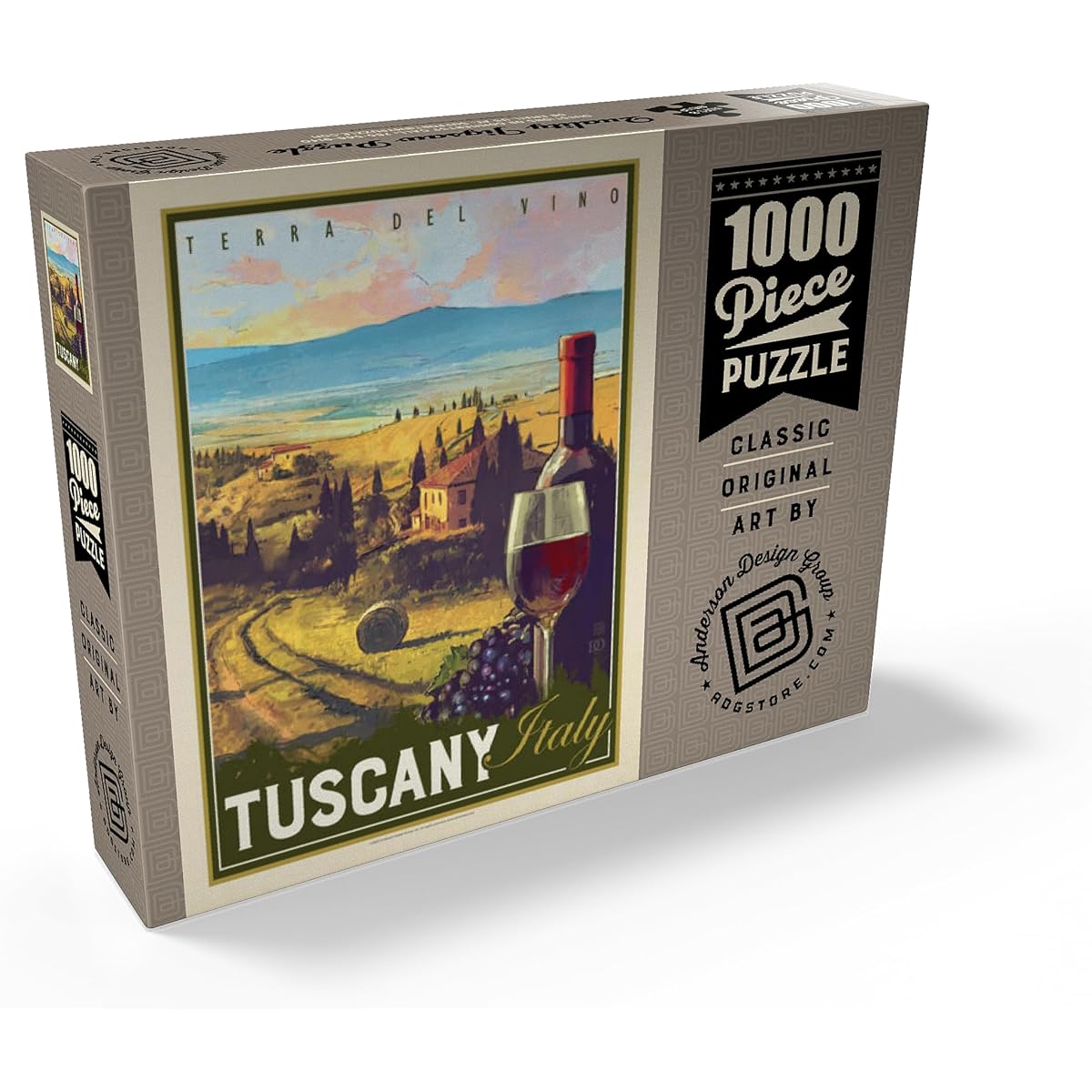 Italy, Tuscany, Terra del Vino, Vintage Poster Premium 1000 Piece Jigsaw Puzzle for Adults