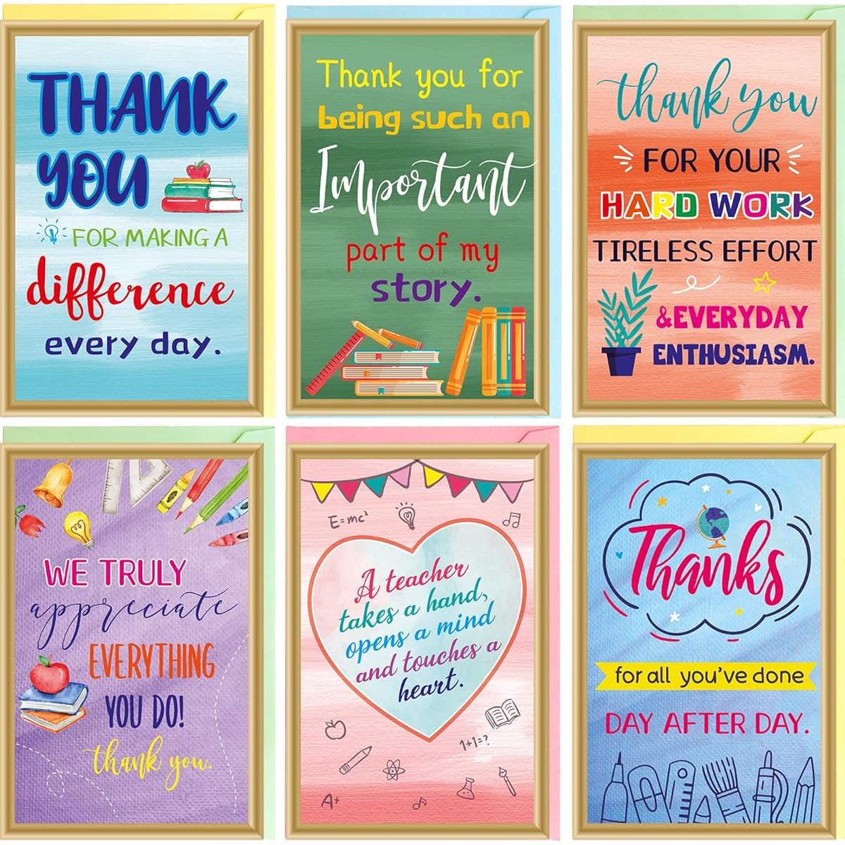 ceiba Tree Painting Thank You Cards for Teachers, Happy Teacher Appreciation Week Greeting Cards Bulk 24 Pack with Envelopes