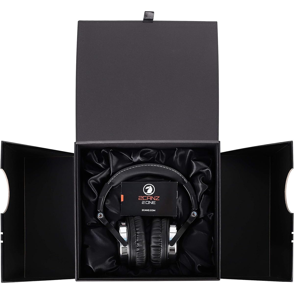 2CANZ Over-Ear Professional Wired DJ Headphones - 50mm Neodymium Drivers Closed-Back Plush Combo Soft Ear Cushions 8-Way Adjustable Ear Pads Foldable Joint Listening