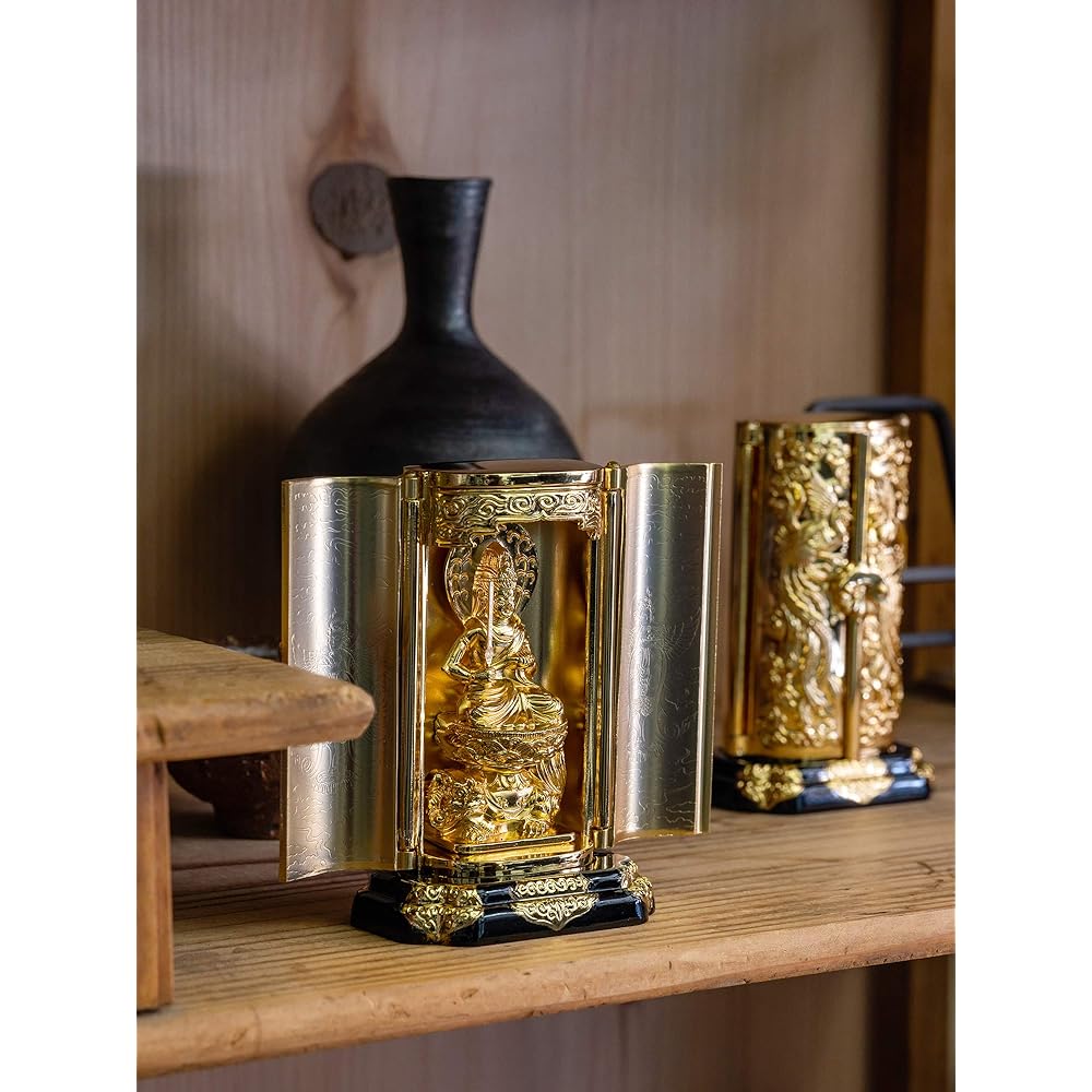 Buddha statue Manjusri Bodhisattva with Zushi (gold plated/24K gold) Buddhist sculptor: Keiaki Watanabe Original model_ (born in the year of the Rabbit) Zodiac guardian main image Zodiac Takaoka bronze ware (Monjubosatsu)