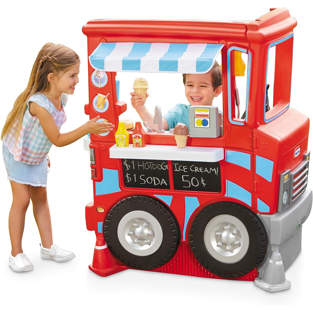 Little Tikes Homemade Toys for Kids 2-in-1 Pretend Play Food Truck Kitchen