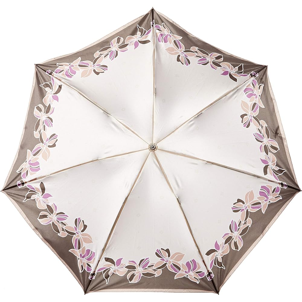 [Moonbat] Umbrella Milla Schon Folding Umbrella Umbrella Satin Flower Floral Pattern Women's Beige 21-062-10528-02 Rib Length: 55cm