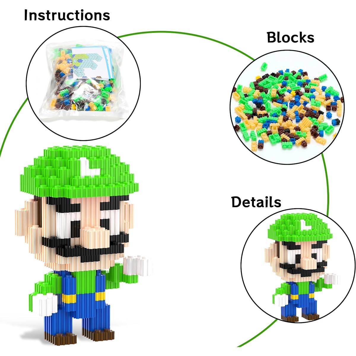 Cemocle Building Blocks Figures Toys - 6 Pack 3D Anime Model Puzzle Building Toys Set Easter Gifts Party Favors for Kids and Fans