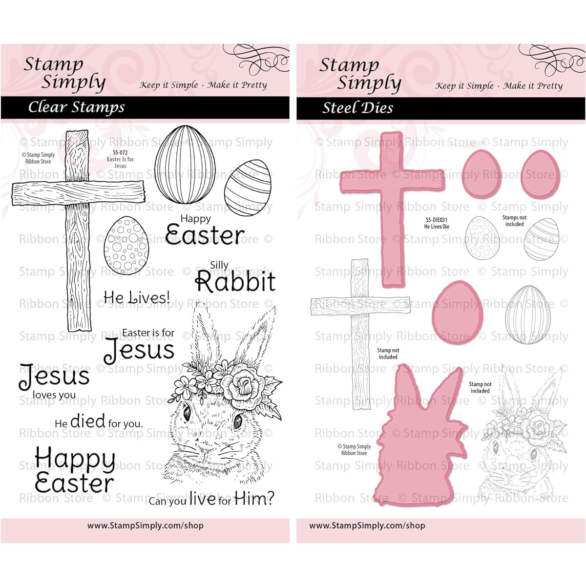 Stamps Simply Clear Stamps Easter for Jesus Christian Religion for Children and Dying - Cross Rabbit Egg 4x6 Sheet - 18 pcs