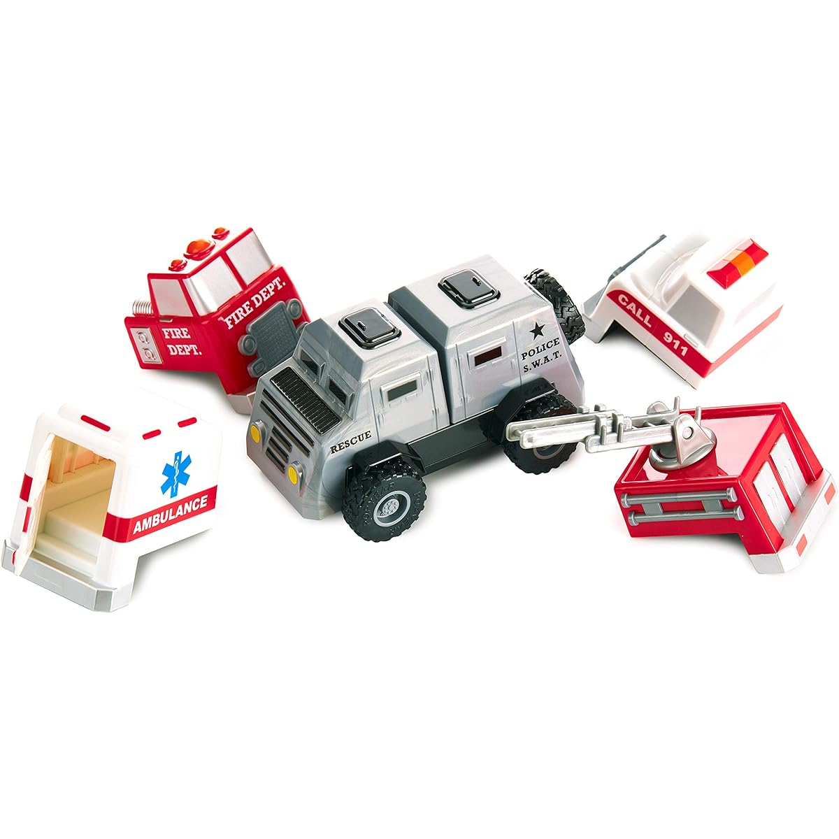 Magnetic Build-A-Truck Fire and Rescue Magnetic Toy Playset 6 Pieces