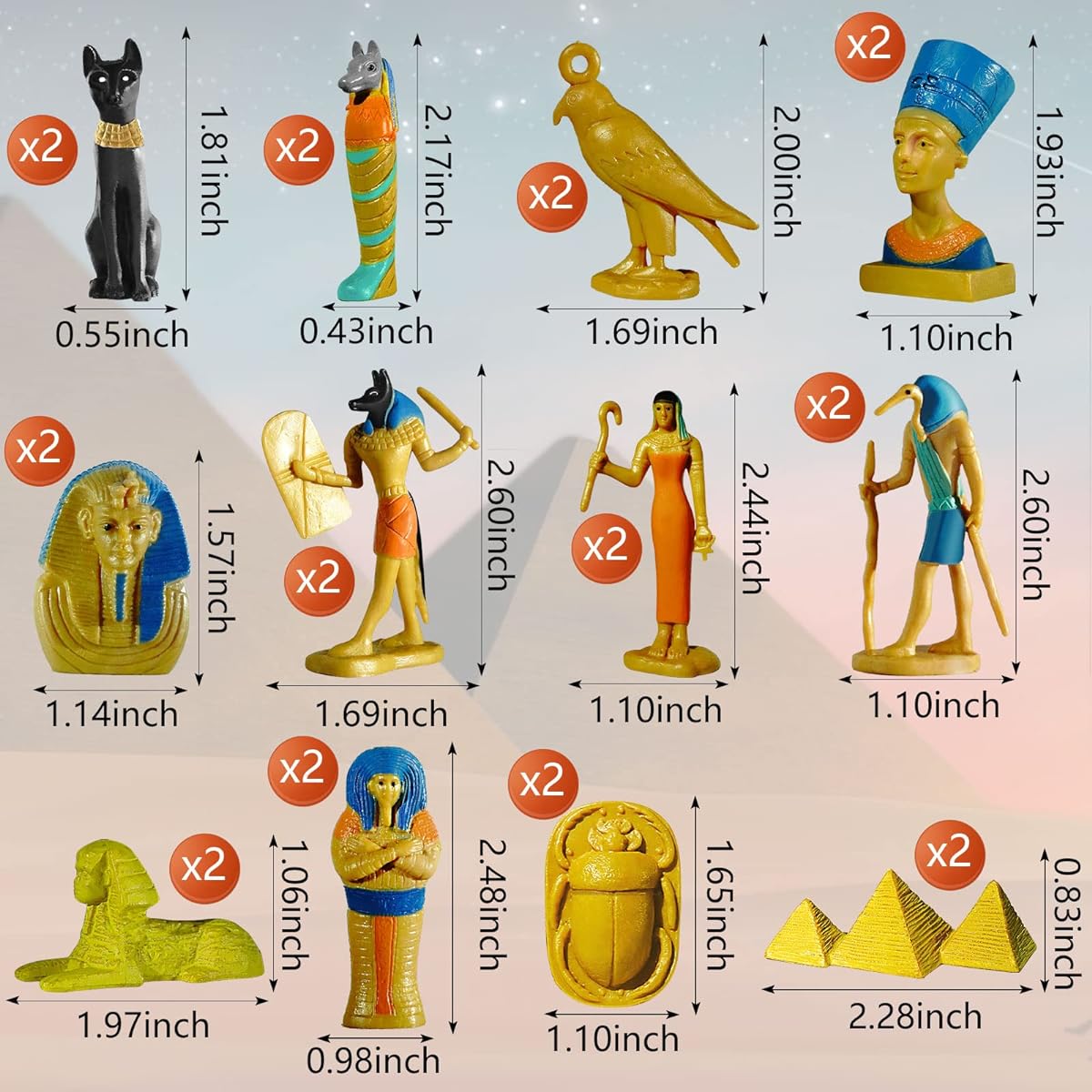 Ancient Egypt Toys for Kids Mini Around the World City Miniature Building Mushroom Egyptian Figurine Pyramid Mummy Egyptian Toy Realistic Egyptian Theme Birthday Gift Party Decoration 24 Pieces