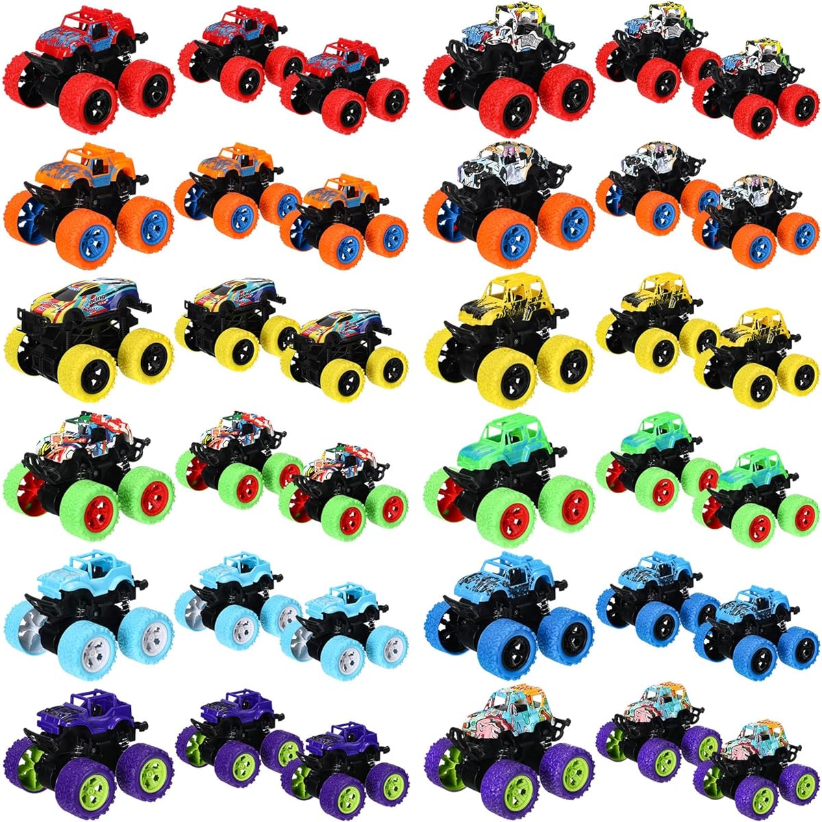 Shappy 36 Piece Truck Toys for Kids Friction Powered Vehicles Ride-On Toys 360 Degree Rotation Toddler Cars Mini Push and Go Cars Truck Playset Christmas Birthday Party Gift for Boys Girls