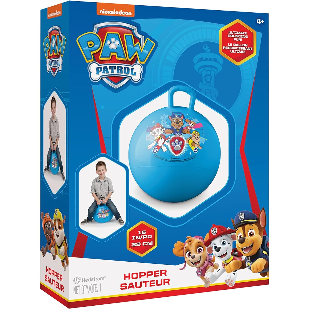 Nickelodeon Paw Patrol Hopper Ball (15 inches Diameter), Paw Patrol Bouncy Ball with Handle, Bouncy Balls for Kids, Bouncing Ball with Handle, Hippity Hop, Bounce Balls with Handles for Kids