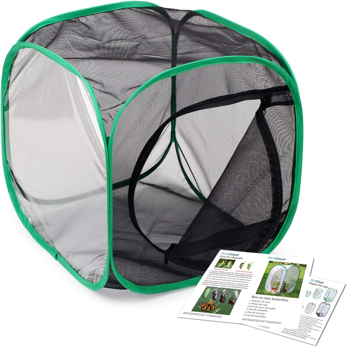 RESTCLOUD Insect and Butterfly Habitat Cage Terrarium Pop-Up 12 x 12 x 12 Inches