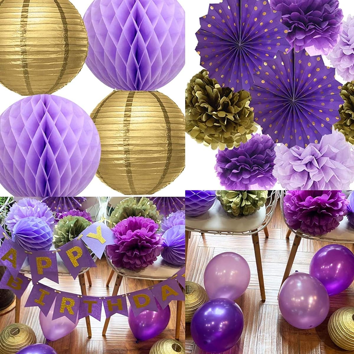 40th Birthday Decorations for Women Purple Gold Happy Birthday Banner Purple Gold Confetti Balloons 40 Balloons Women 40th Party Decorations Purple Gold