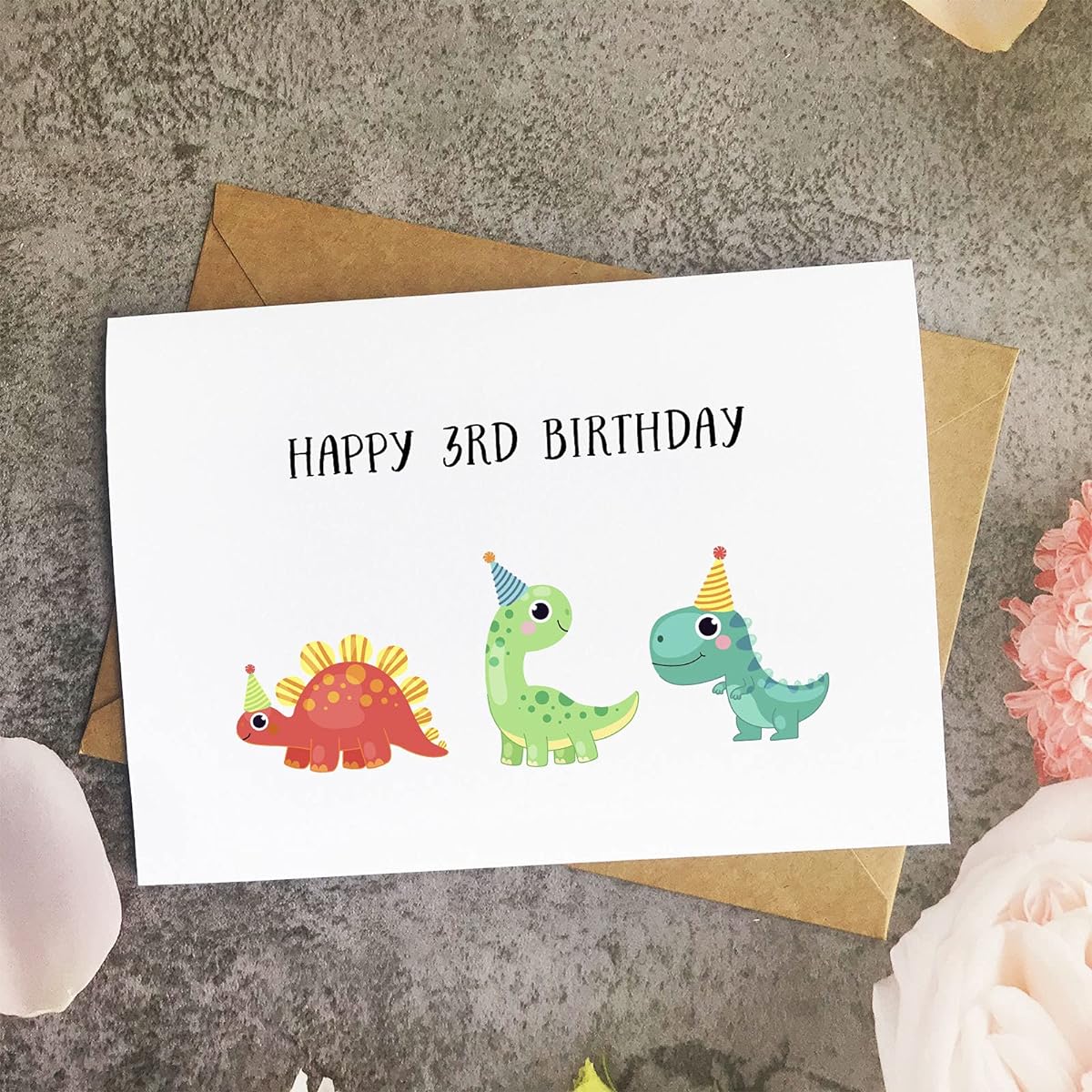 Dinosaur 3rd Birthday Card Boy Girl Kids Birthday Card Son Grandson Nephew Daughter Granddaughter