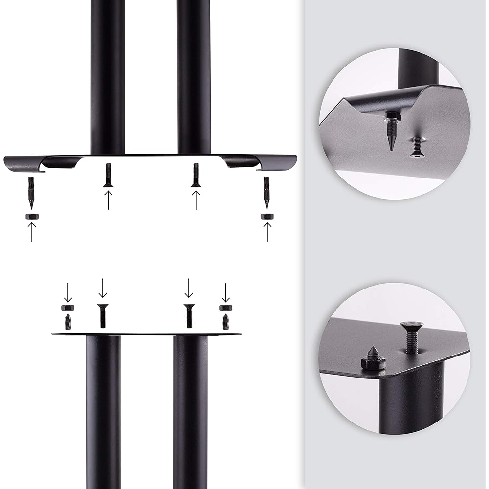 Duronic SPS1022-40 2-piece speaker stand 40cm black top plate 16cm x 16cm speaker holder for home theater metal base