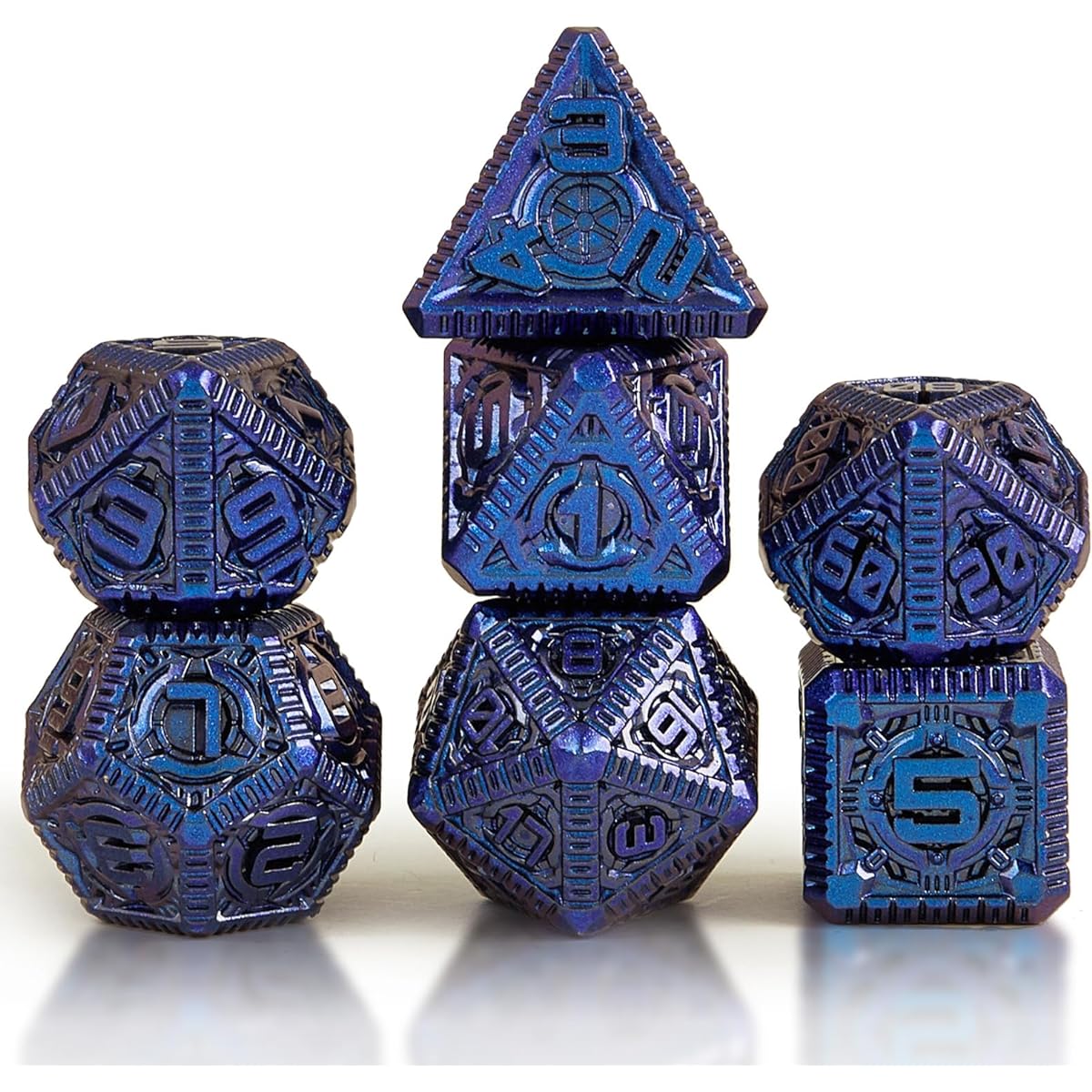 JOYLORD Mechanical DND Dice Set - Spaceship Core Design for Dungeons & Dragons - Heavyweight Metal Dice Set with Futuristic Numbers - Unforgettable Dungeons and Dragons Gift
