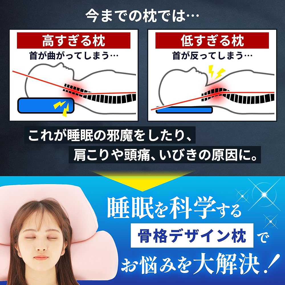 [Supervised by a chiropractor] Pillow that won't hurt your neck, comfortable for your shoulders, low resilience [Scientific sleep] Chiropractic pillow, good sleep, sound sleep, reduced burden, breathable, odor resistant, removable pillow cover (gray)