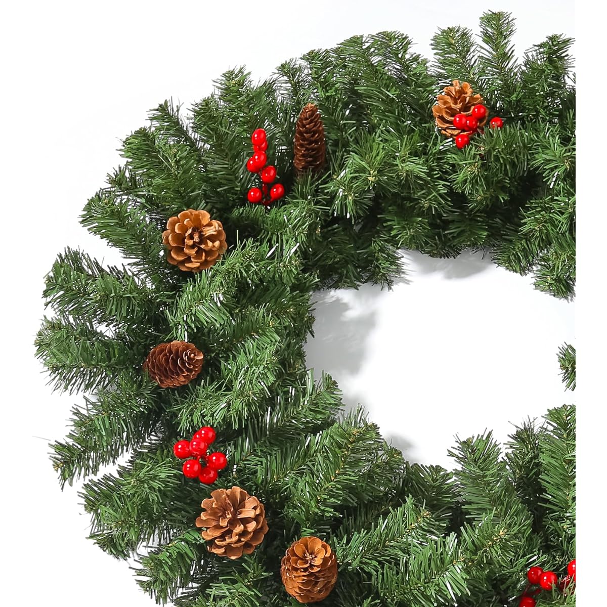 Uten 8.8ft Christmas Garland Xmas Artificial Decoration PVC/PE Berry Cone for Indoor Outdoor Garden Gate Home Winter Holiday New Year