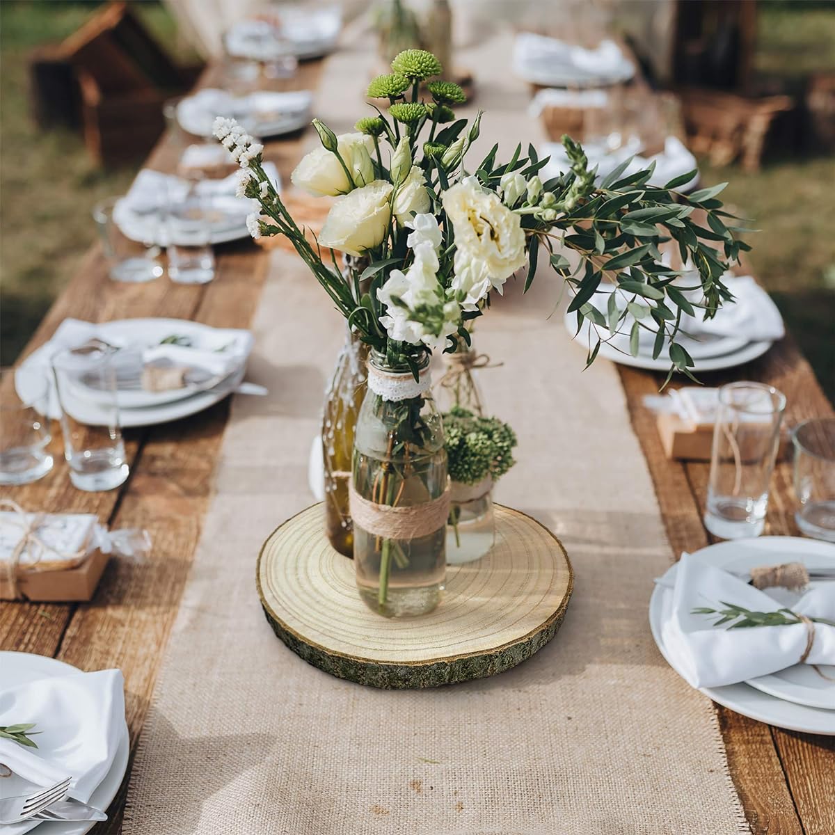 KARAVELLA Large Wood Slices 10 Pack, Wooden Centerpieces for Tables, 12-13 Inch, Rustic Wedding Centerpieces, Natural Wood Slabs