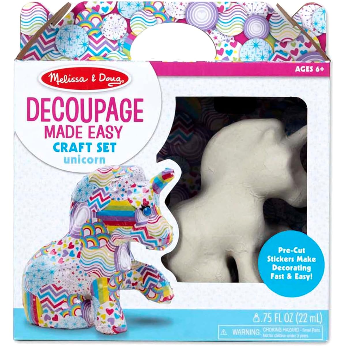 Melissa & Doug Decoupage Made Easy Unicorn Paper Mache Craft Kit with Stickers