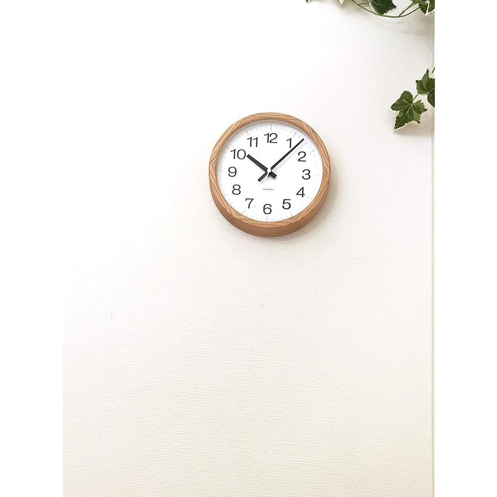 KATOMOKU Muku Clock 16 Oak Wall Clock Continuous Second Hand km-108OA φ220mm (Oak Radio Wave)