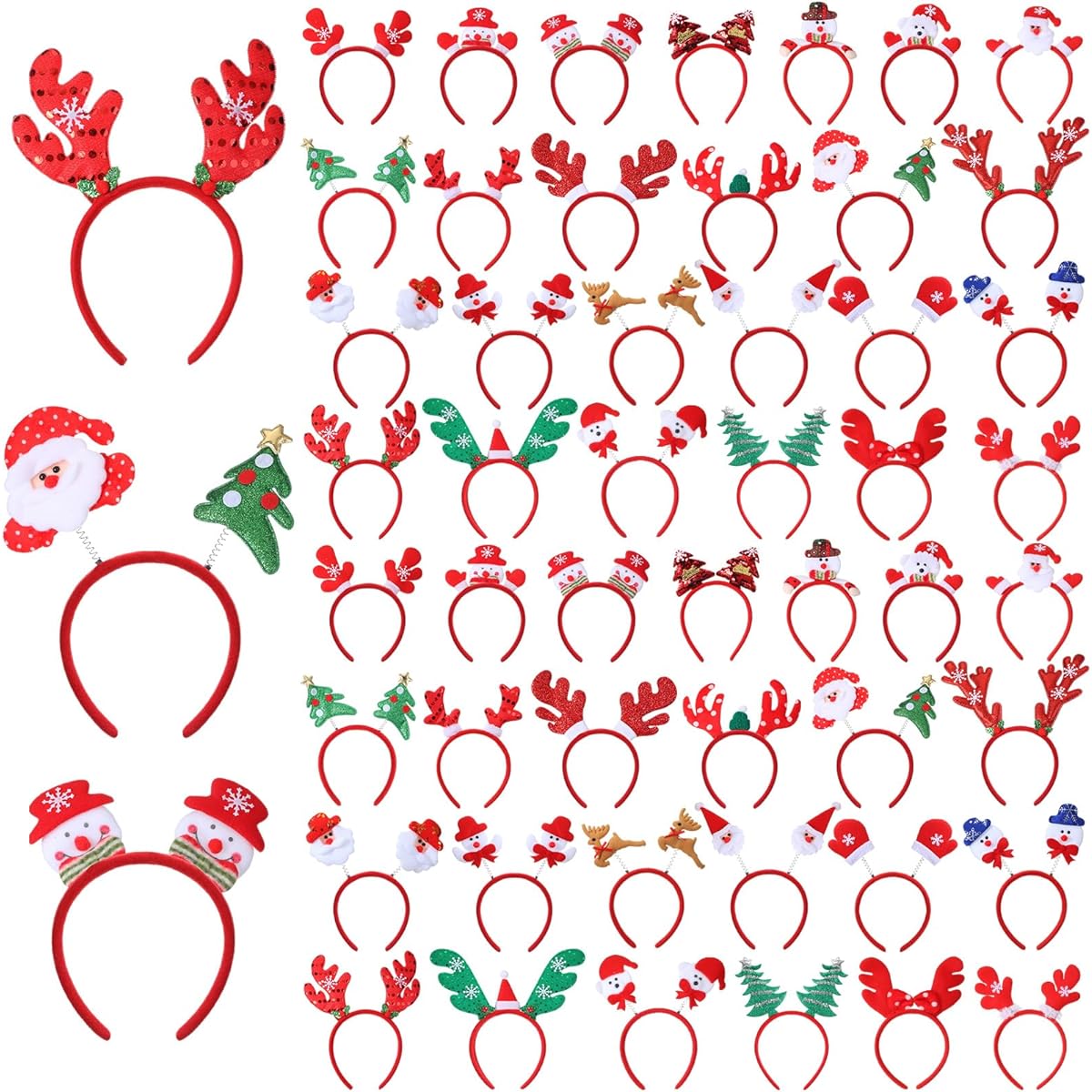 Riceshoot Christmas Headbands Santa Reindeer Antlers Snowman Christmas Tree Headbands Christmas Holiday Headwear Christmas Headbands Accessories for Women Christmas Party Photo Booth Favors 25 Styles