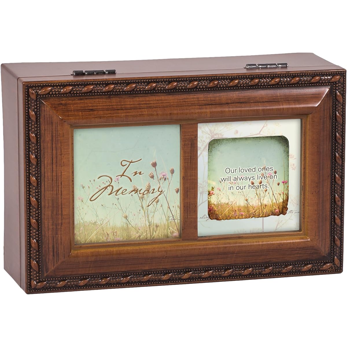 In Memory Bereavement Wood Finish Jewelry Music Box Plays Tune Ave Maria
